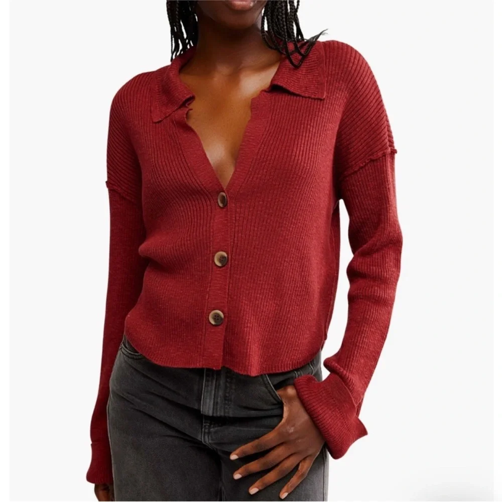 Free People Ella Button-Up Sweater NWT - Picture 1 of 5